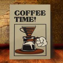 1 Stück, Retro Kaffee Muster Kaffee Bar Wandkunst Vintage Kaffee Kunstdruck Kaffee Kunst Kaffee Kanne Poster Kaffeezeit Muster, 50*70cm (19,7*27,5 Zoll) ungerahmt