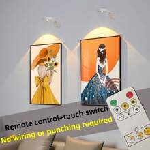 1 Piece,Modern LED Wall Lamp, USB Charging Wall Lamp, With Remote Control, 3 Color Temperature And Brightness Adjustments, 350 ° Rotating Lamp Head, With Rechargeable Battery, Suitable For Bedroom Bedside Table, Study And Reading Lighting, Home Mural, Photo Frame Lighting Wall Lamp