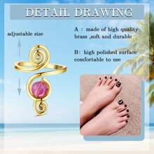 1 pieza/Set de 3 piezas Anillos de dedo ajustables para mujeres con piedras de CZ, cristales, flor y diseño de flecha abierta para joyas de pie de verano en la playa