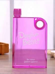 1pc Flat Water Bottle,380ml Portable Plastic Transparent Water Bottle A5 Plastic Memo Paper Travel Flask For School Activity Outdoor Gym Cycling Hiking