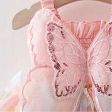 Angel Wing Princess Dress For Girls, Shiny Sequin Party, Summer Fairy Costume - Baby Pink - View 6