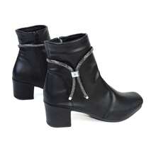 Women's Mid-Calf Combat Boot With Removable Shiny Straps REF:BR02 - 黑色 - 查看 3
