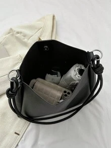 Fashionable Casual Women Tote Bag Foldable Convenient Large Capacity For Business Office For Festivals Holiday Gift Bag For College Students - Black - View 9