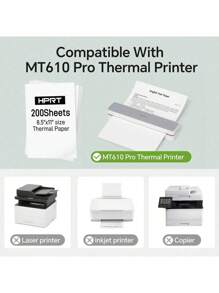 200 Sheets 8.5 X 11 Inches Thermal Printing Paper, Compatible With HPRT MT610 Pro And Other Portable Printers - White - View 3