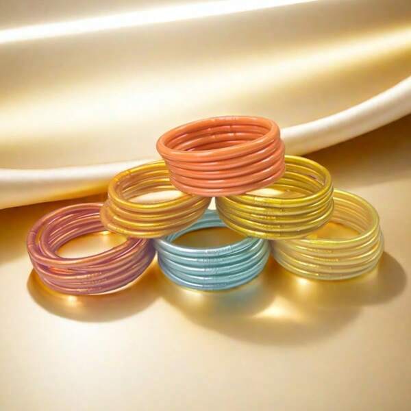 5pcs/Set Glitter Jelly Bangles Bracelet Luxury Jewelry Bracelet For Women Wedding Gift