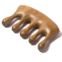 TZYWood Massager Comb For Hair Growth And Scalp Relax Natural Green Sandalwood Handmade Head Massager Loc Comb For Sisterlocks Tapping Massage Technique