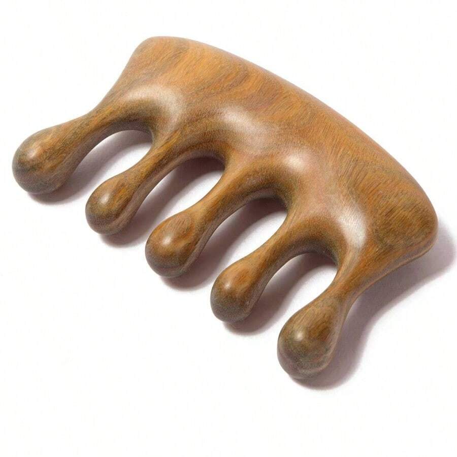TZYWood Massager Comb For Hair Growth And Scalp Relax Natural Green Sandalwood Handmade Head Massager Loc Comb For Sisterlocks Tapping Massage Technique