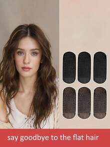 4/6pcs Black Invisible Hair Volume Boost Clips - Nylon Fluffy Hair Root Lift Pads, Textured Design For Fuller Head Look, Ideal For All Hair Types, Stylish Hair Sculpting|Textured Surface|Comfortable Fit, Hair Accessories