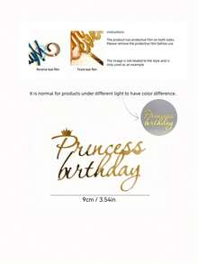 1 unidade/3 unidades/5 unidades de enfeites de bolo em PMMA com a frase "Princesa" para aniversário, decoração moderna de bolo com letras para festa de aniversário, presente para decoração de bolo de aniversário, suprimentos para decoração de bolo DIY, decoração de confeitaria, suprimentos para confeitaria, acessórios para bolo, utensílios de cozinha essenciais, presente de Natal - Ouro - Ver 8