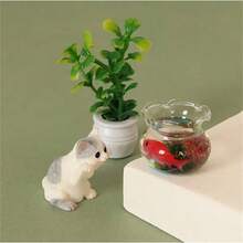 1个1:12比例树脂微型水族箱，内含金鱼，装饰性玻璃水族箱配件，适用于花园装饰、桌面摆设、微型马赛克场景，惊喜礼物 - 多色隨機 - 查看 6