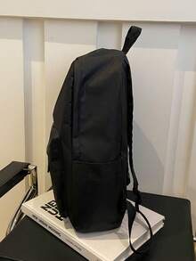 Simple And Lightweight Backpack With Large Capacity, Student Laptop Backpack, With Adjustable Shoulder Straps, Suitable For Students To Travel During The Semester, Suitable For Elementary School Students, Junior High School Students, High School Students, College Students, And Also An Ideal Choice For Shopping And Exquisite Gifts. - Black - View 3