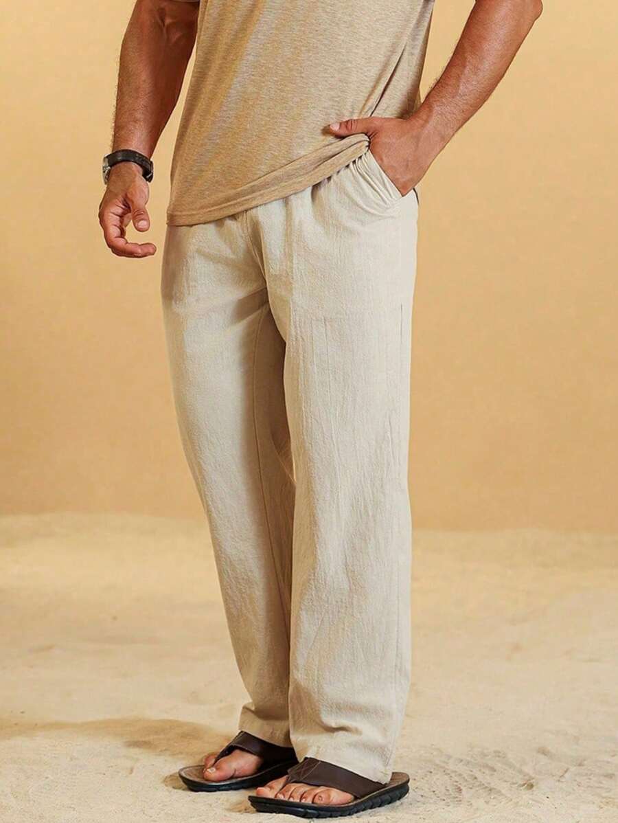 Men's Baggy Pants Loose Casual Streetwear Balloon Bag Trousers Tailored Linen Everyday Adjustable Drawstring
