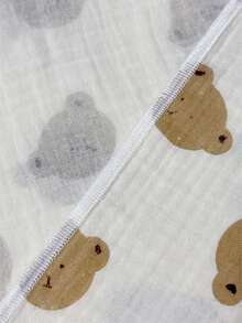 卡通图案平纹细布婴儿襁褓毯，柔软透气婴儿防惊吓包巾，婴儿浴巾 - 摩卡棕 - 查看 11