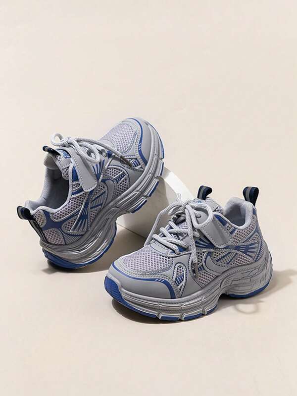 1 Pair Kids Thick Sole Mesh Breathable Athletic Shoes, Boys/Girls Lightweight And Comfortable Elevated Running Sneakers, Autumn New Arrival