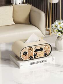 De deksel van de PU-leren tissuebox, een moderne, licht-luxueuze, hoogwaardige elliptische tissueboxhouder, een creatieve tissuebox, is een decoratief opbergitem met magnetische sluiting, geschikt voor woonkamers, nachtkastjes, slaapkamers, bureaus en badkamermeubels.