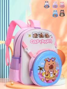 1 pieza Nueva mochila de alta gama para niña con diseño lindo de capibara de nailon, nuevo bolso de moda, combinación de colores frescos y estimulantes, estilo juvenil de niña, correas ajustables, casual y de moda, muy adecuado para salir y también como regalo para amigos