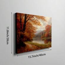 1 pieza Cuadro de arte de pared de paisaje de otoño vintage con impresión de hojas de arce, pintura al óleo de bosque con ambiente otoñal, póster rústico de decoración de otoño para sala de estar, dormitorio o decoración de habitación de estudiante, regalo para ella, sin marco o con marco - Multicolor - Ver 11