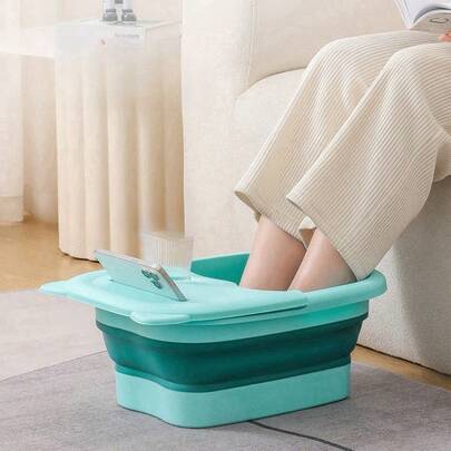 1pc Foldable Foot Bath Bucket, Foot Bath Tool, Foot Massage Device, Foot Basin, Large Foot Bath Tub, Bathroom/Sanitary Ware (Random Color & Style)