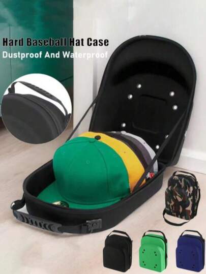 1pc Portable Outdoor Travel Hat Storage Box, Hard Shell Hat Protective Case With Adjustable Shoulder Strap, Unisex Baseball Cap Travel Storage Bag, Home & Travel Hat Organizer