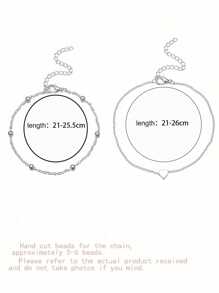 1pc Minimal Elegant Heart Double Layer Beaded Chain Anklet, Suitable For Women To Wear On Festivals And Everyday