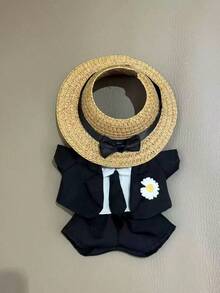 (Doll Clothes Only) Compatible With Labubu 17cm 1st, 2nd, 3rd Generation Blind Box Labobo Figurine LBB Sitting Party Star Same Style Daisy Sunhat & Suit Set - Multicolor - View 7