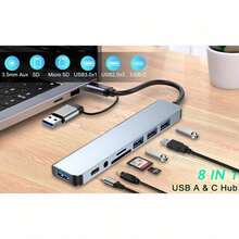 8-IN-1 USB Hub 3.0 USB C Hub Dock Station 5Gbps High Speed Transmission USB Splitter Type C To USB OTG Adapter For  Pro - Expand USB & Type C & 3.5mm & SD/TF - View 10