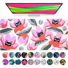 French KOKO Desk, Large Desk Pad Large Mouse Pad Cute Desk Accessories Home Office Essentials XL Desk Desk Pad Keyboard Mouse Desk Pads On Top Of Desks Computer Pink Floral Women Girls - Meow - 查看 1
