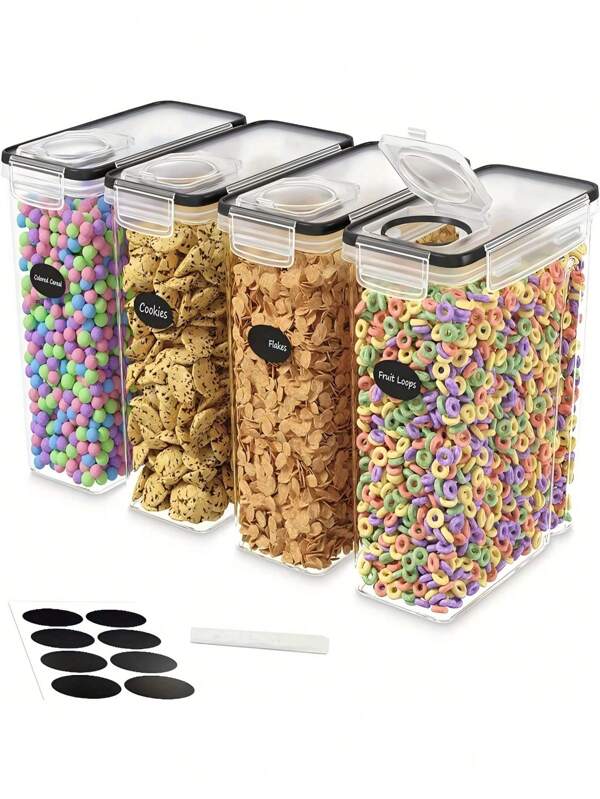 1/2/4 PCS Cereal Containers Storage , Airtight Food Storage Containers With Pour Spout For Kitchen & Pantry Organization Storage, Plastic Cereal Dispensers, Measuring Cup