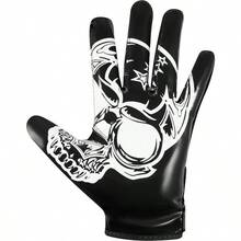 Guantes de fútbol americano para receptor abierto de Glorious Traders, para jóvenes, hombres, mujeres y niños, con palmas de silicona ultra adherente para un rendimiento óptimo - Negro - Ver 3