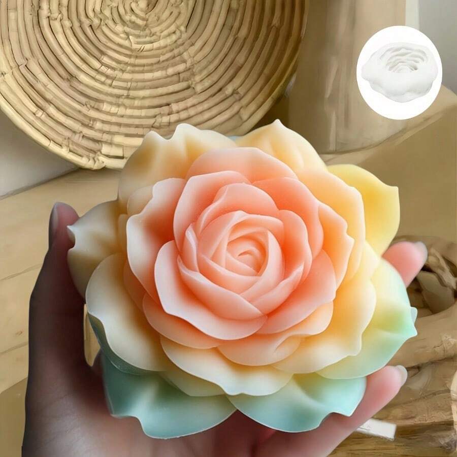 Moldes de silicona con forma de rosa para jabón hecho a mano | Molde de silicona de pareja romántica sosteniendo las manos con rosa | Moldes estéticos de velas de artesanía | Moldes de resina, cera y yeso reutilizables para jabón redondo - Ideal para decoración del hogar, velas de aromaterapia y arte de resina, regalo perfecto para el Día de la Madre, parejas y amigos, decoraciones de boda - Blanco - Ver 1