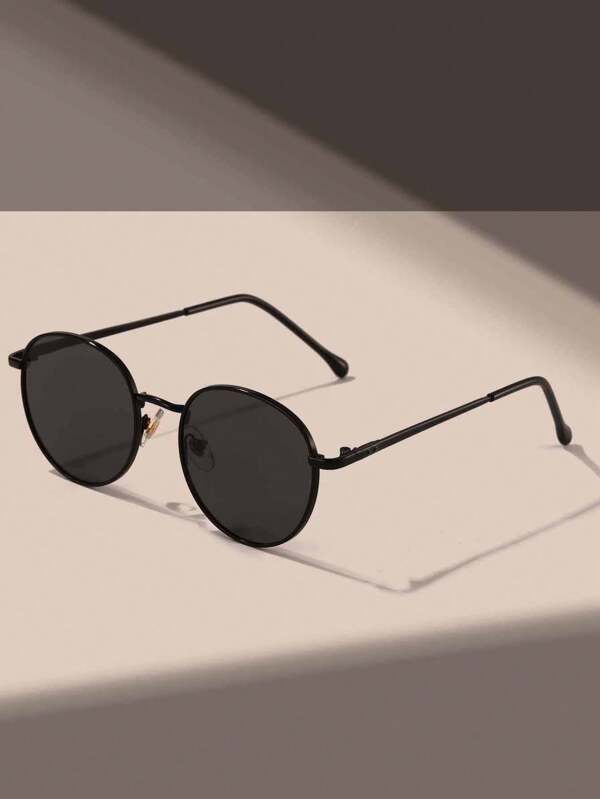 1pc Vintage Metal Frame Round Beach Fashion Glasses, Fashionable For Daily Outfits, Outdoor Travel, Photography, Party & Decoration Back To School Fashionable Preppy School Look