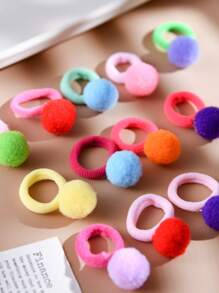 30 Stücke/Packung Bunte Flauschige Bommel Haargummis, Niedliche sortierte Haaraccessoires für Frauen, vielseitig für Pferdeschwanz und Dutt