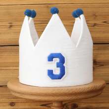 Handmade 1st Birthday Party Decorative Hats, Cute Birthday Crown Party Pom Pom Hats In Pink, Blue, White, Green, Macaron, Orange, Handmade