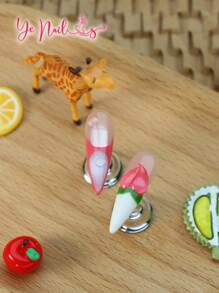 Add A Touch Of Romance With 10pcs Stiletto Shape Y2K Classic French Tips Gradient White And Red Japanese Style Full Coverage Fake Nails Set Creative Summer 3d Three-Dimensional Decoration Peach Novelty Funny Full Cover Press On Nails Kit For Women And Girls With 1pc Mini Nail File & 1 Sheet Adhesive Tabs