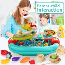 Game Play Sink With Tap Water, Three In One Children's Kitchen Toy, Water Basin, Fishing Set, Track, Pretend To Play Kitchen Cleaning Set Children's Water Toy, Play House Children's Toy, Suitable For Outdoor And Indoor Use, Gift Box Packaging, Birthday Gifts, Children's Gifts,Birthday Gifts,Color Box Packaging (20/22/25PCS For Choose)