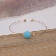 1 brazalete de acero inoxidable para mujer de moda con diseño abierto de piedra natural - geometría - Ver 58