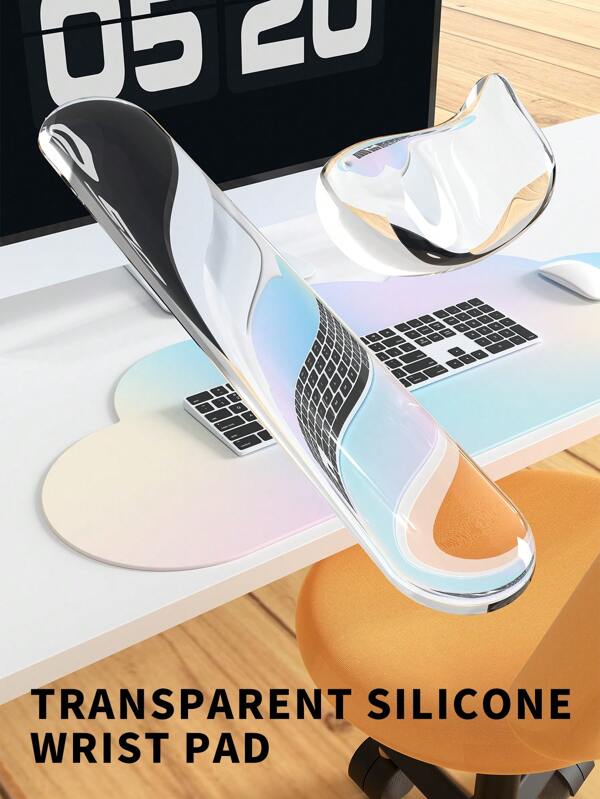 1 Set Of Crystal Transparent ,Mouse Pad, Wrist Rest, Rainbow Colored Large Pad, Suitable For Mouse Pad, Keyboard Palm Rest, And Wrist Support Pad - Cool And Comfortable, Ergonomic