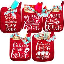 Red Gingerbread Boy Printed Oven Gloves Christmas Baking Mittens Hanging Ornament Christmas Pot Rack Kit - 5件 - 查看 2
