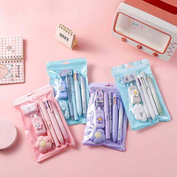 7-In-1 Stationery Set Mini Stationery Kit Value Pack Office Supplies High Quality Stationery Set For School Home And Office Organization,Pencil Case,Pencil Pouch,School Bag