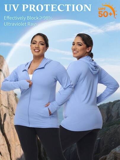 معطف طويل الأكمام بسيط للسيدات البدينات للاستخدام اليومي ذو حماية من الشمس لعام 2025