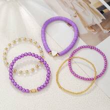 5 件女孩创意时尚精致蝴蝶、贝壳、珍珠、种子珠手链套装，适合日常穿着、度假或送礼