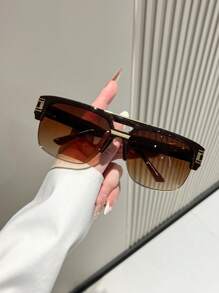 1 副复古双鼻梁蒸汽朋克风格超大眼镜，独特欧美设计飞行员造型女士时尚眼镜