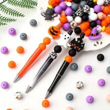 25/40/60PCS Halloween Series Silicone Bead Set - 3D Bat, Ghost, Witch Hat, House And Pumpkin Charms - Perfect For DIY Jewelry, Bracelets, Necklaces, Keychains And Party Favors, Halloween Decorations - Halloween Series - View 7