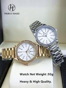 Pablo Raez 1 Stück 18K Gold Schmuck Damen Strandzubehör Uhr Edelstahl Sommer Vintage Uhr Kein Verblassen Silber Hochwertige Damen Uhr Luxus Kleid Uhr IPS Beschichtung Elegant Marken Neu Uhr Prachtvoll Design Quarz Uhr Mode Weißes Zifferblatt Hochwertig Damen Beliebte Quadratische Uhr