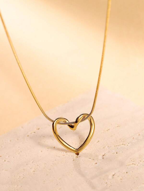 1 stuk damesketting met holle hartvorm, unieke en chique hartvormige hanger van roestvrij staal voor dagelijks gebruik, cadeaus voor vrouwen
