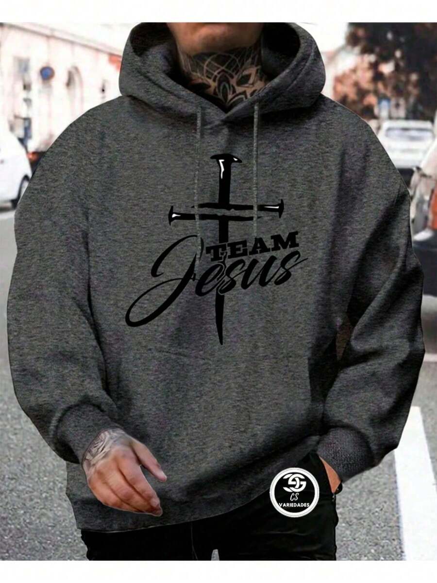 Unisex Sweatshirt Cold Weather Blouse Men's And Women's Sweatshirt With Hood And Pocket Casual Fashion Streetwear Flannel - 深灰色 - 查看 1