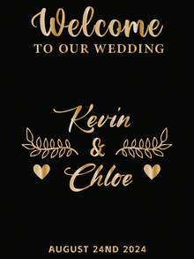 Customize A "Welcome To My Wedding" Wedding Decoration Crystal Transfer Sticker. Give Your Mirror A Unique Style. Customize Exclusive Groom And Bride Names And Wedding Dates. Decorate Personalized Crafts At The Wedding Venue. Bedroom Mirror Decoration. Wall Decoration, Celebration Decals,Wedding Signs For Reception - Gradient Gold - View 14