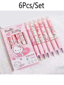Sanrio 6Pcs My Melody Hello Kitty Kuromi Cinnamoroll Pochacco Gel Blue Pen Cute Cinnamon Dog And Friends Themed Erasable Pens Erasable Ink Stationery(Some Parts May Be Random), School Supplies,Back To School