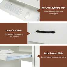 GOFLAME Computer Desk Home Office Workstation With Display Shelf And Drawer - White - View 4