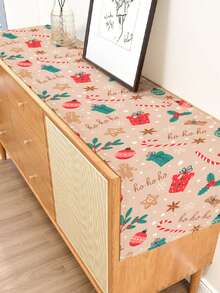 1pc Christmas Tree & Snowflake Leaf Print Table Runner, Holiday/Party/Birthday/Dinner Table Decor, Suitable For Festival, Kitchen, Dining Room, Home Decoration, All Seasons - Multicolor - View 31